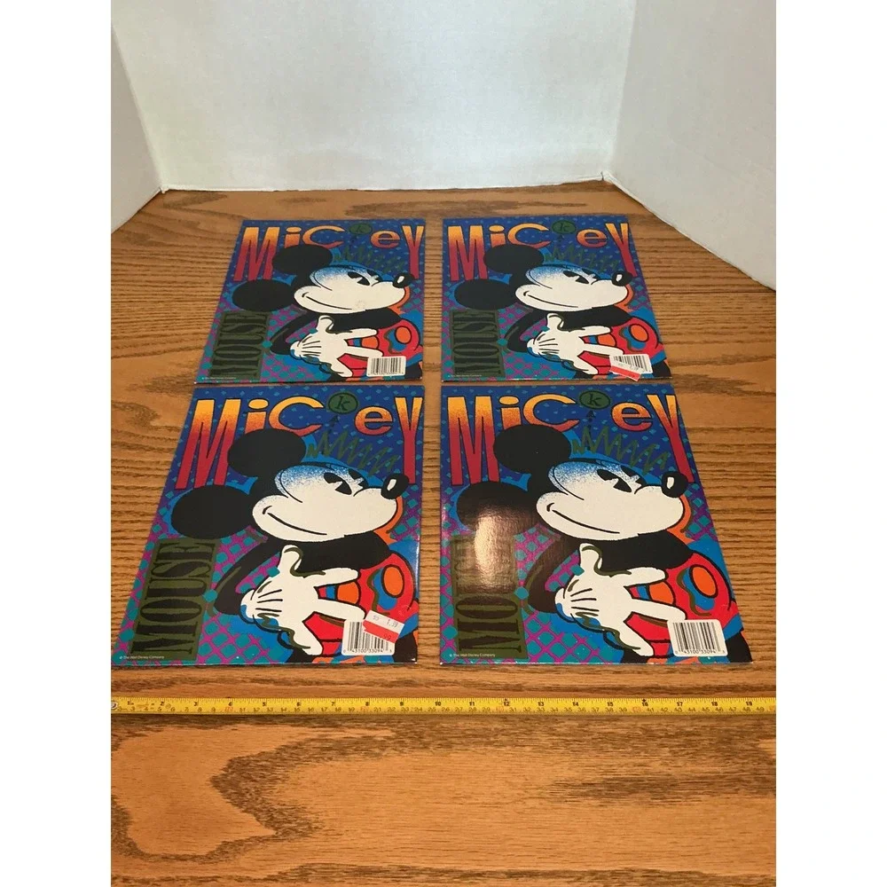 Vintage Disney Mickey Mouse Mead 2 Pocket Folders Set of 4 90s Pop Art Colorful